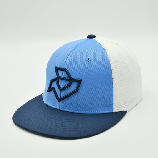 DeMarini Columbia/Navy/White Performance Flexfit Trucker - Navy Outline Logo