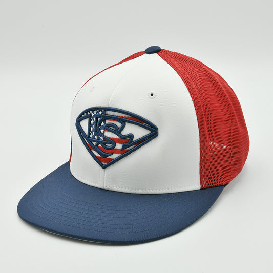 Louisville Slugger USA Performance Flexfit Trucker - White/Navy/Red