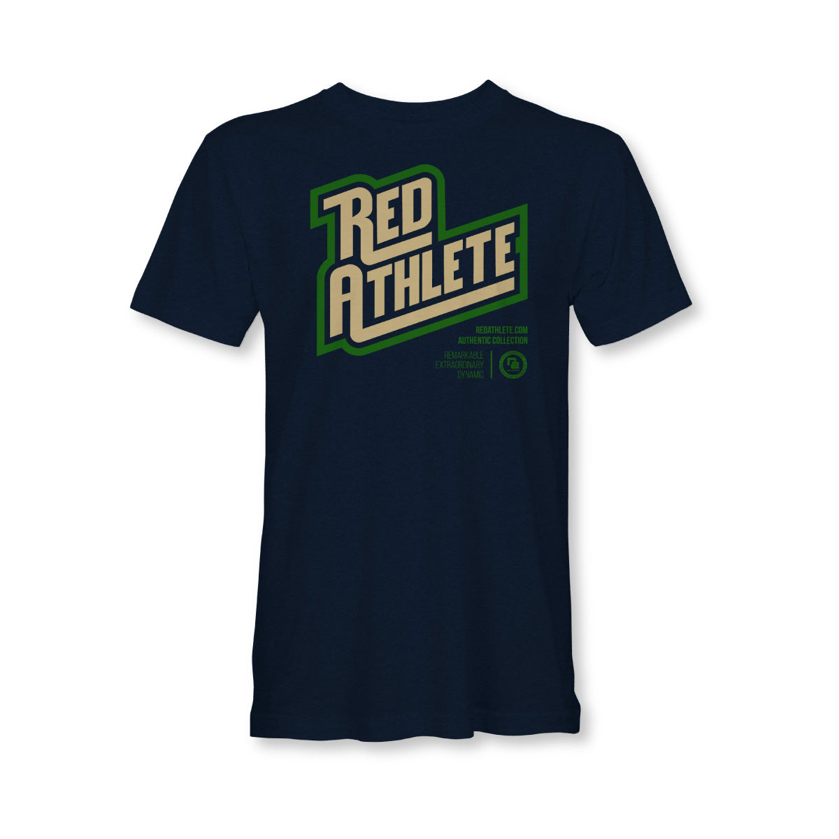 Red Athlete Heather Navy Tri-Blend T Shirt - Vegas Gold / Kelly Green